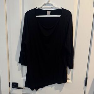 Black Womens Scoop Neck 3/4 Sleeve Top